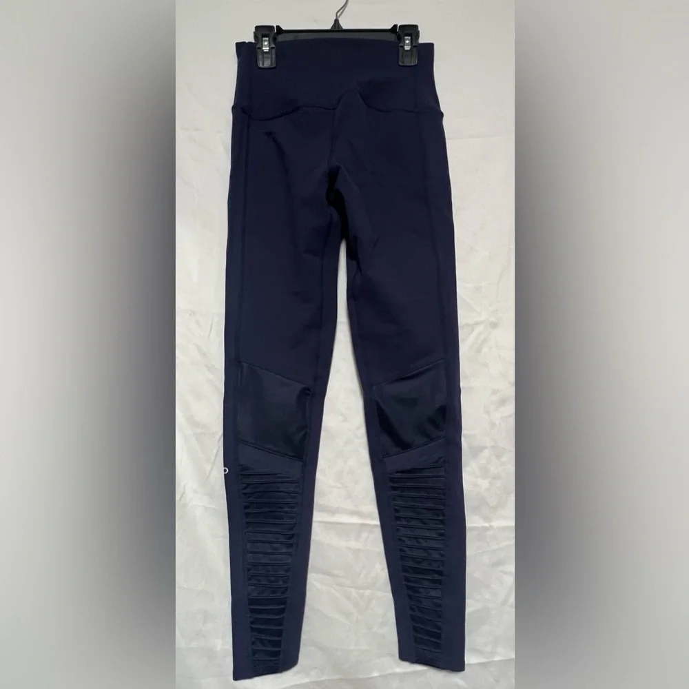 ALO Yoga Navy High Waisted Moto Leggings Activewear Workout Running Gym Casual